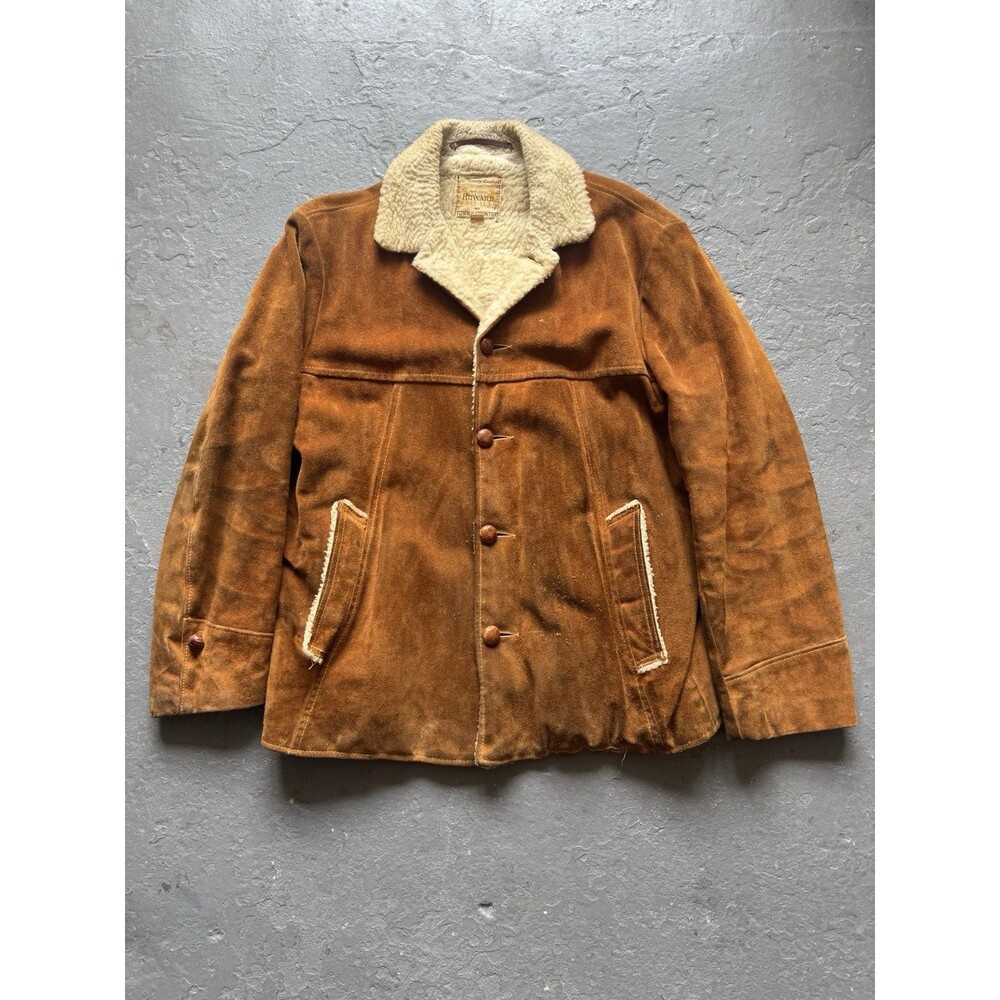 Vintage 60s Howard Town And Country Suede Shearling Jacket L  42